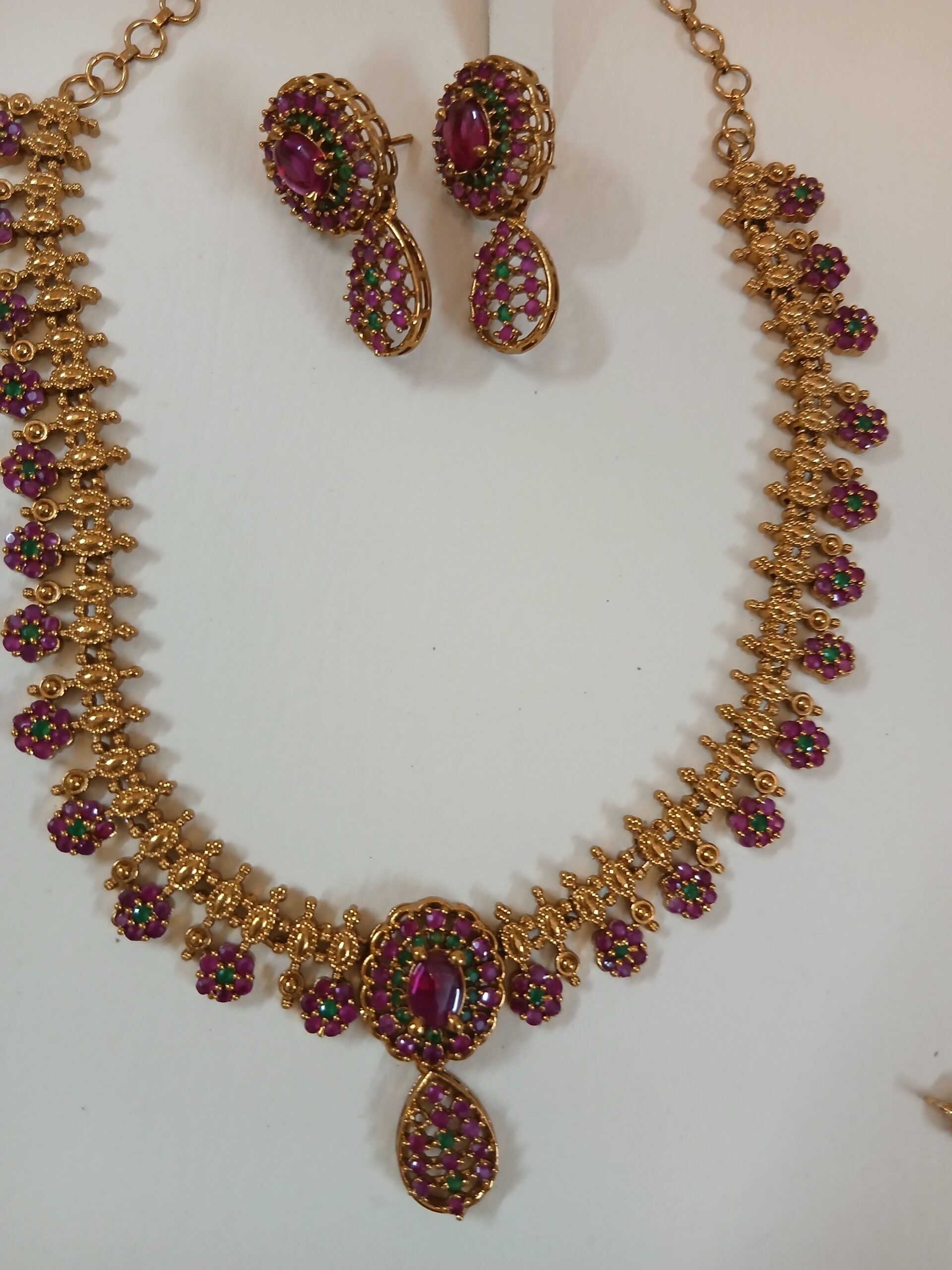 Regal Kemp Stone Traditional South Indian Necklace Set - Article 4