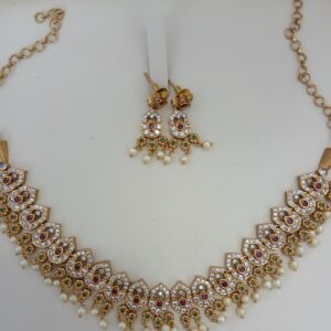 Regal Matte Gold Peacock & Floral South Indian Necklace Set - Article 6