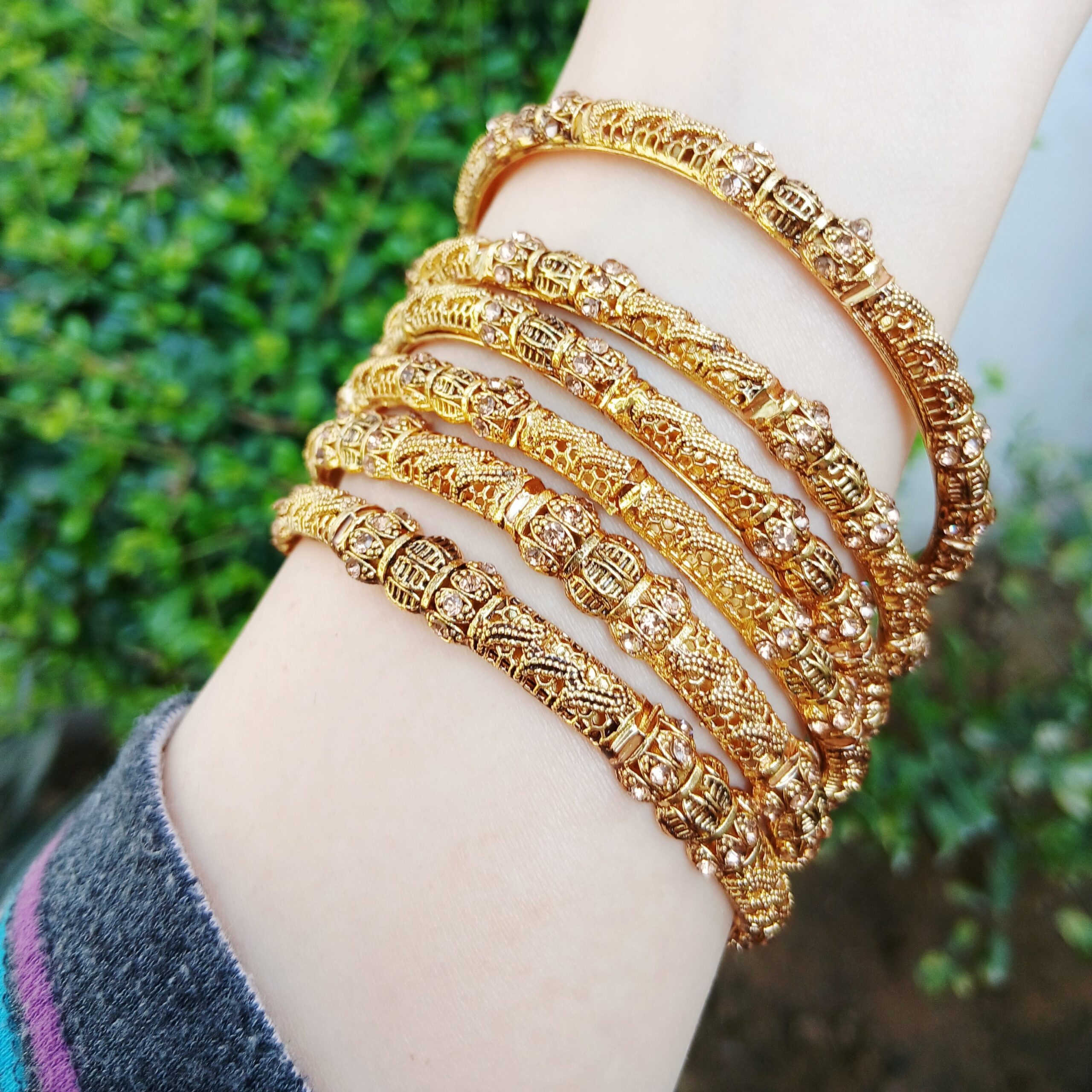 Intricate Filigree Gold-Plated Bangle Set - Article 14 - Image 2