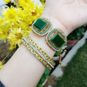 Emerald & Crystal Heritage Gold-Plated Bangles - Article 20