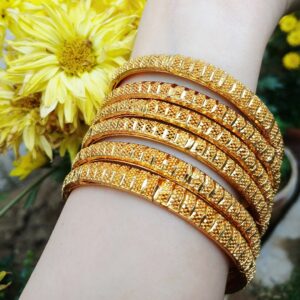 Imperial Textured Gold-Plated Bangle Set - Article 18