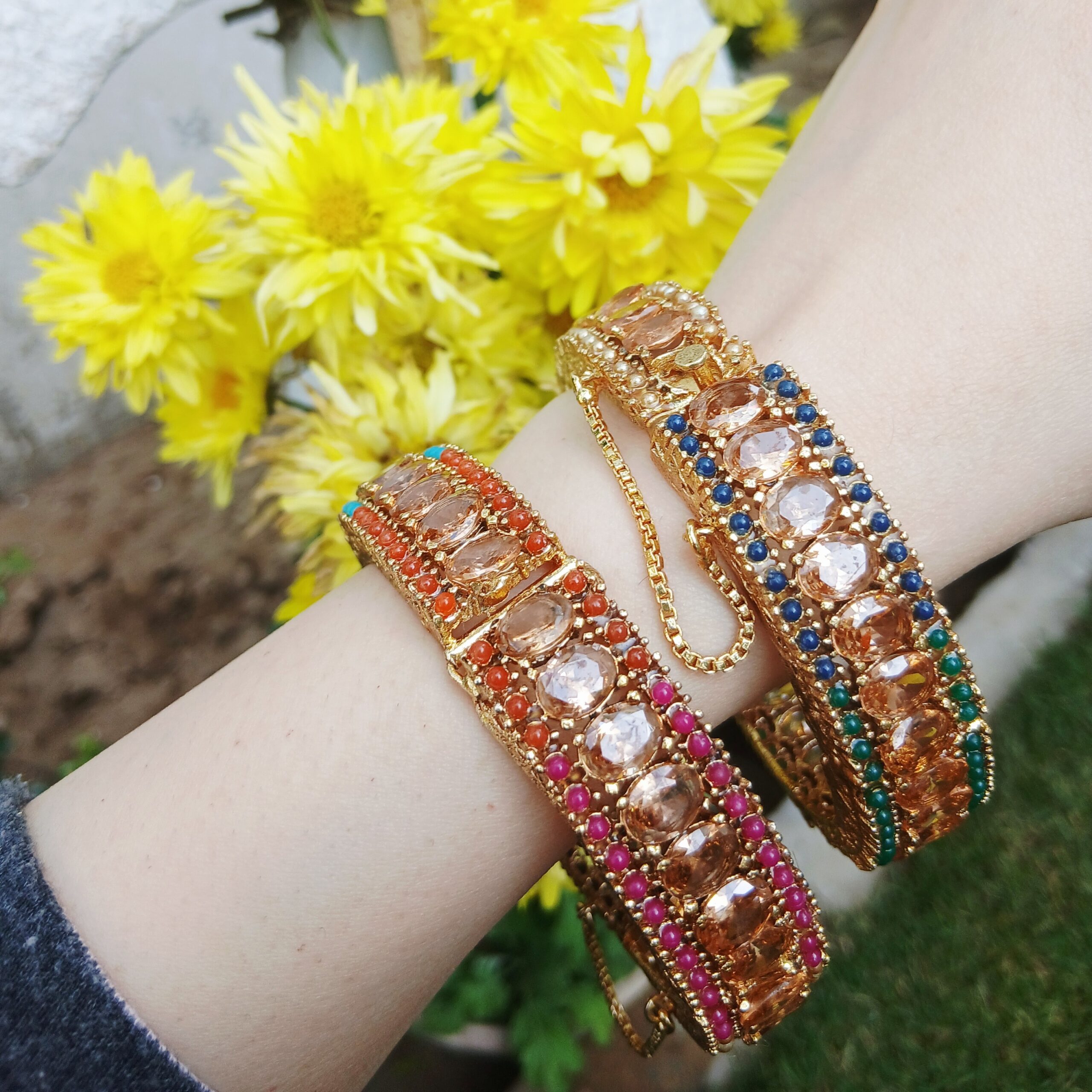 Champagne Zircon Multitone Gold-Plated Bangles - Article 7 - Image 3