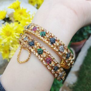 Multicolor Heritage Gold-Plated Openable Bangles - Article 19