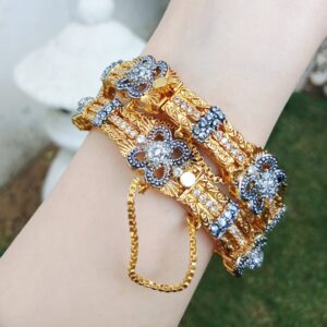 Dazzling Diamond-Tone Floral Gold-Plated Bangles - Article 5