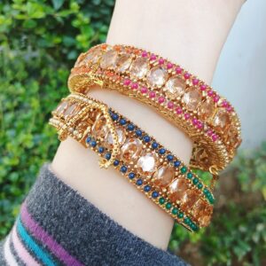 Champagne Zircon Multitone Gold-Plated Bangles - Article 7