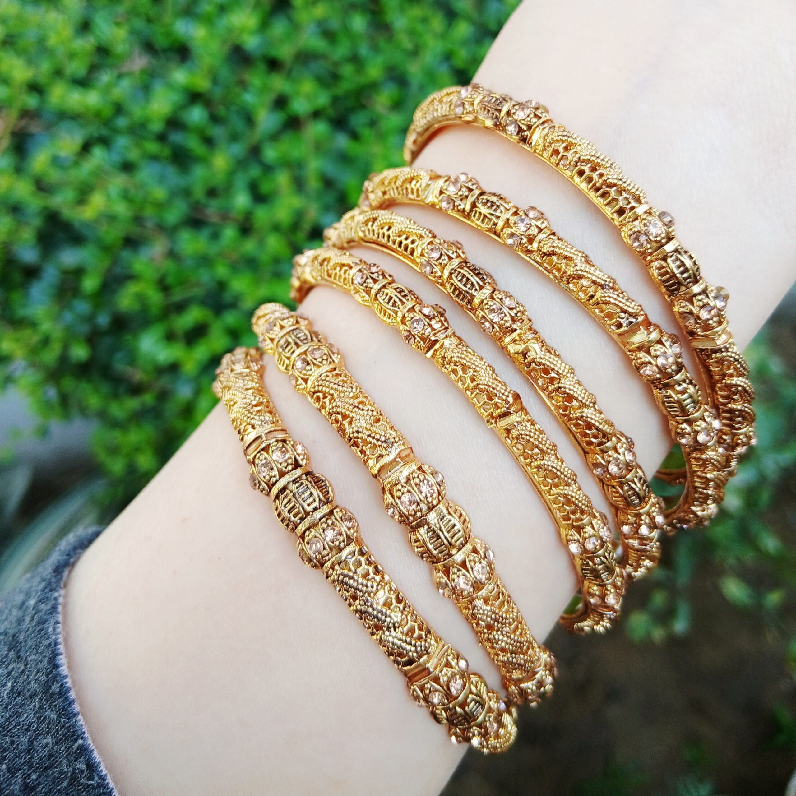 Intricate Filigree Gold-Plated Bangle Set - Article 14 - Image 4