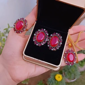 Royal Crimson Gold-Plated Jewelry Combo Set – Article 1