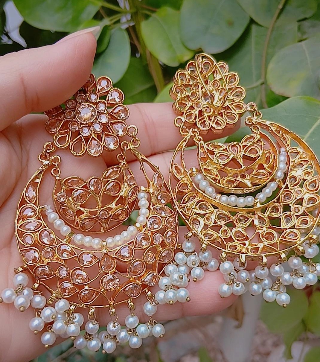 Champagne Radiance Filigree Chandbalis — Article A10