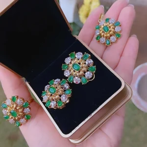 Emerald Bloom Gold-Plated Sunburst Jewelry Combo Set – Article 11