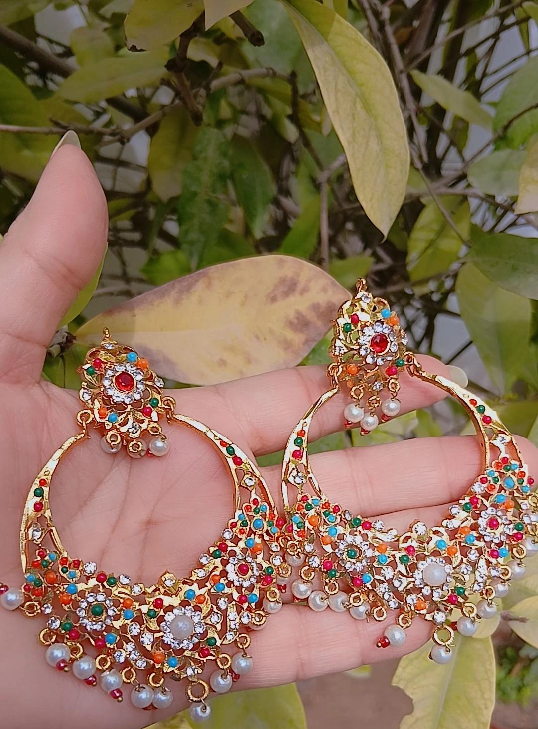 Heirloom Navratan Filigree Chandbalis — Article A11 - Image 2