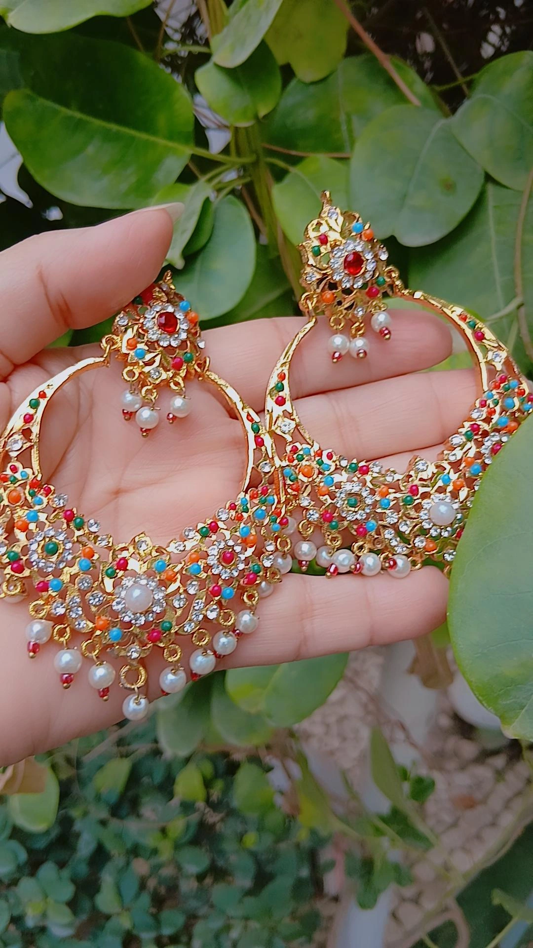 Heirloom Navratan Filigree Chandbalis — Article A11