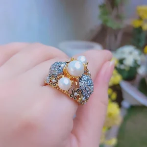 Triple Pearl Heritage Gold-Plated Statement Ring — Article 15