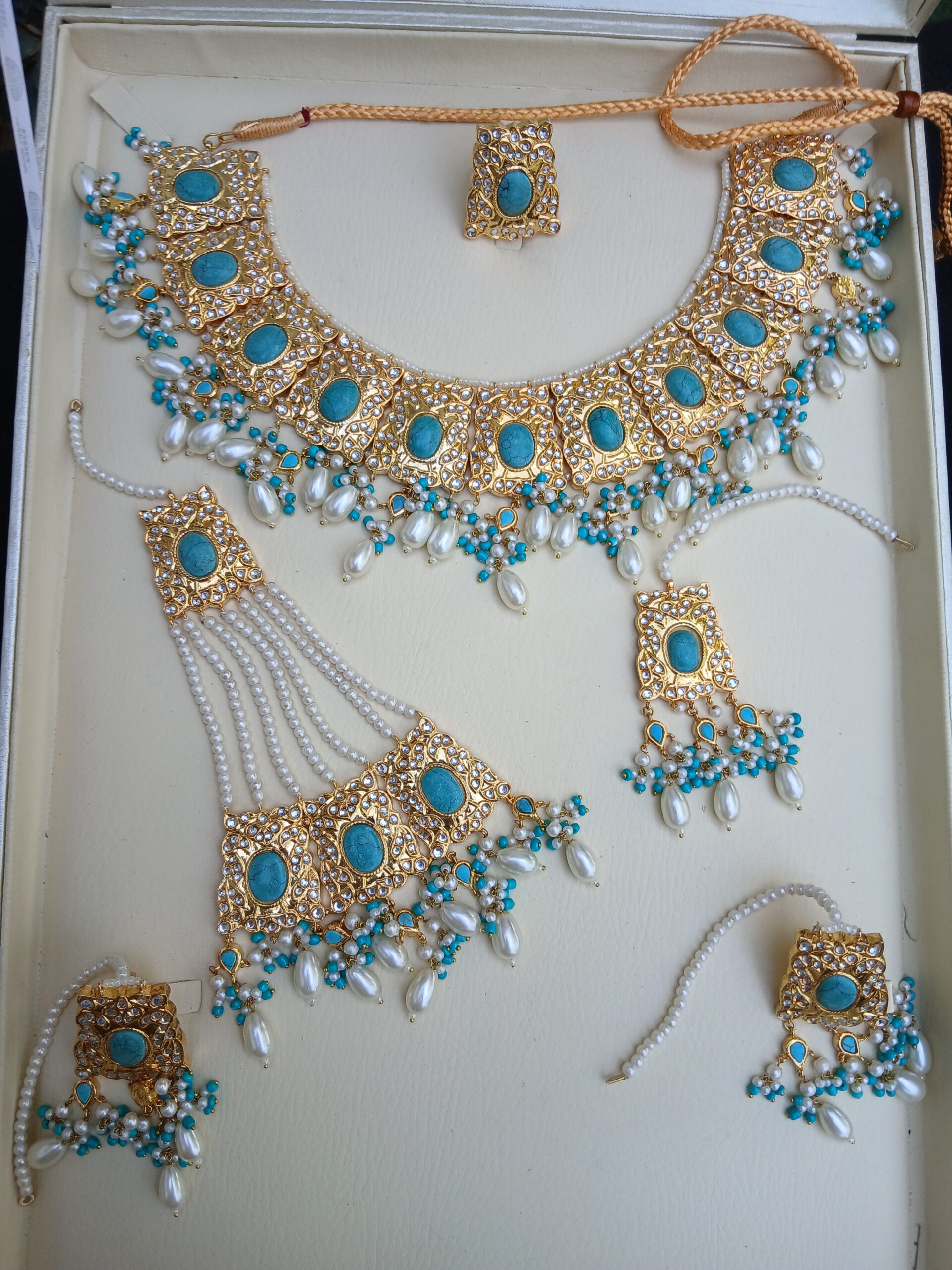 Imperial Turquoise & Pearl Thappa Kundan Bridal Suite - Article 15