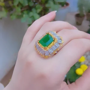 Emerald Majesty Gold-Plated Statement Ring — Article 16
