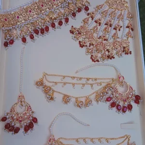 Royal Ruby-Red Filigree Bridal Suite with Nath & Sahara Accessories - Article 17