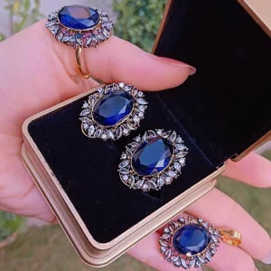 Midnight Blue Majestic Gold-Plated Dangle Jewelry Set – Article 4