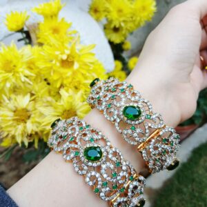Emerald Radiance Gold-Plated Statement Bangles — Article 24