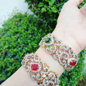 Ruby & Emerald Filigree Gold-Plated Bangles — Article 26