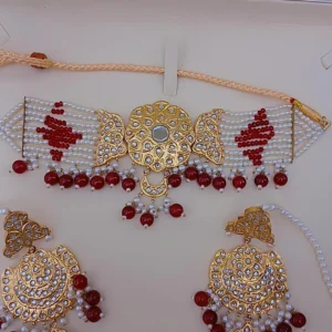 Royal Ruby & Pearl Filigree Thappa Kundan Choker Suite - Article 27
