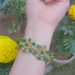 Emerald & Crystal Vine Gold-Plated Bangles — Article 31