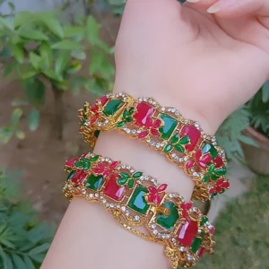 Ruby & Emerald Royal Gold-Plated Bangles — Article 32