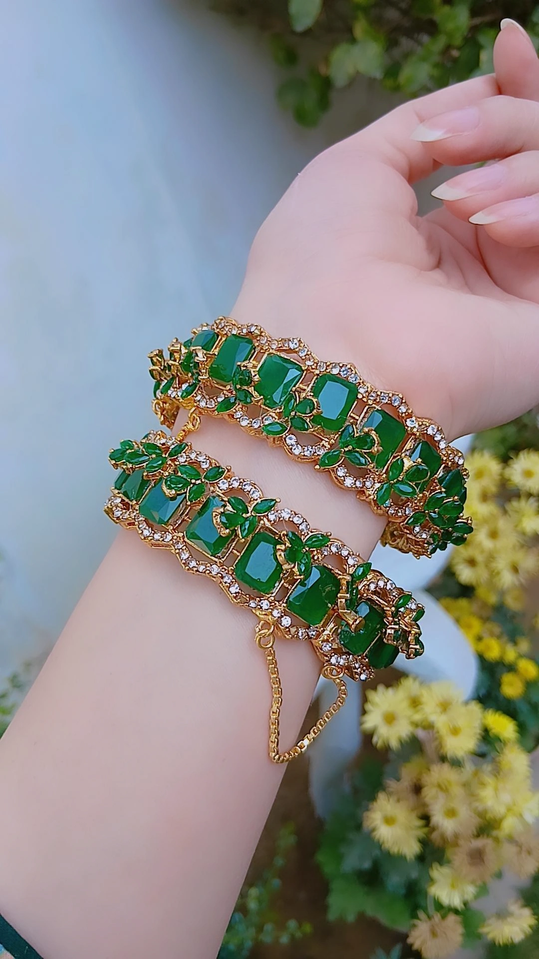 Emerald Radiance Gold-Plated Statement Bangles — Article 35 - Image 2