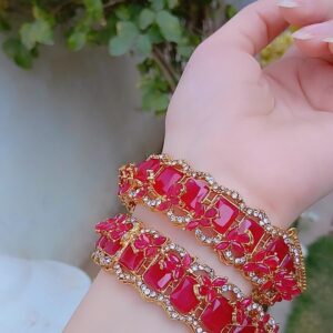 Ruby Radiance Gold-Plated Statement Bangles — Article 37