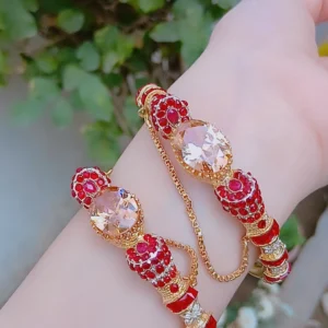Champagne Crystal & Ruby Red Gold-Plated Bangles — Article 40