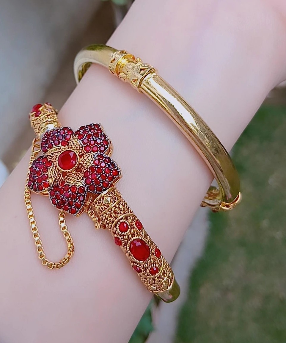 Ruby Petal Heritage Gold-Plated Bangles — Article 41