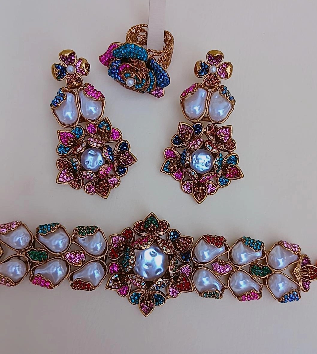 Luxe Turkish Floral Mosaic Choker & Earring Set - Article 4 - Image 4