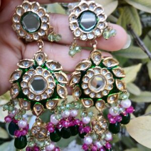 Heritage Thappa Kundan Emerald & Ruby Enamel Jhumkas - Article 5