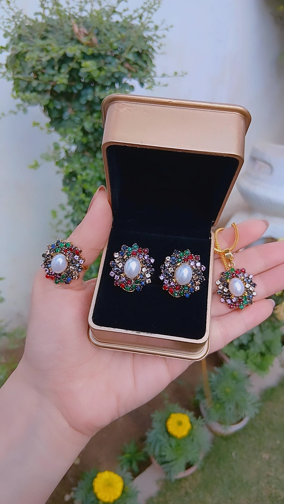 Bohemian Rhapsody Multi-Color Gem & Pearl Gold-Plated Combo Set – Article 5