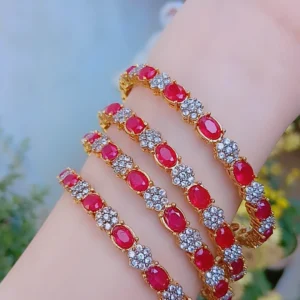 Ruby & Crystal Classic Gold-Plated Bangle Set — Article 50