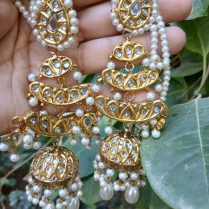Grand Tiered Thappa Kundan Bridal Jhumka Earrings - Article 6
