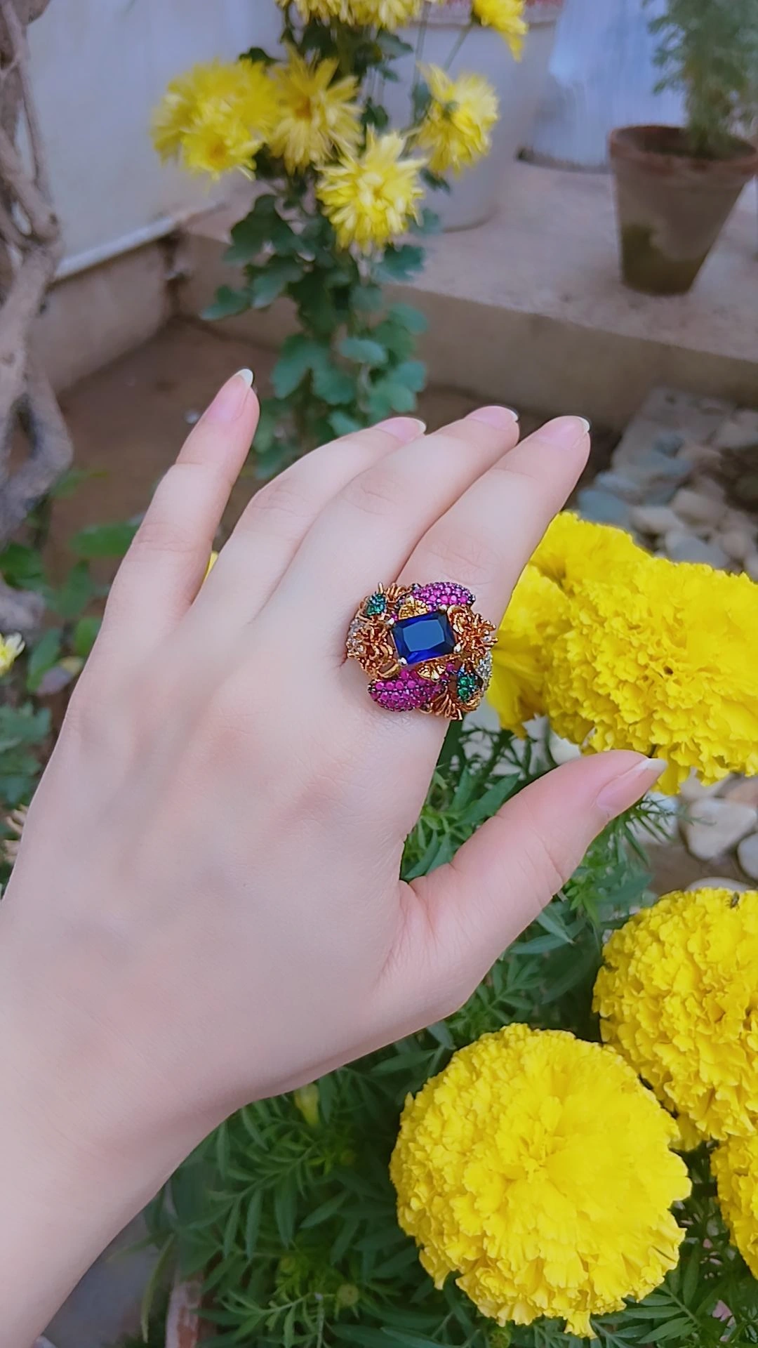 Sapphire Enchantment Gold-Plated Statement Ring — Article 6