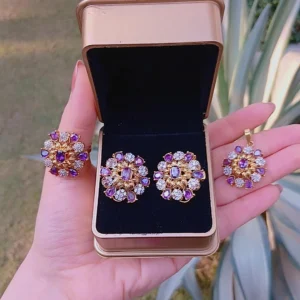 Amethyst Violet Gold-Plated Sunburst Jewelry Combo Set – Article 8