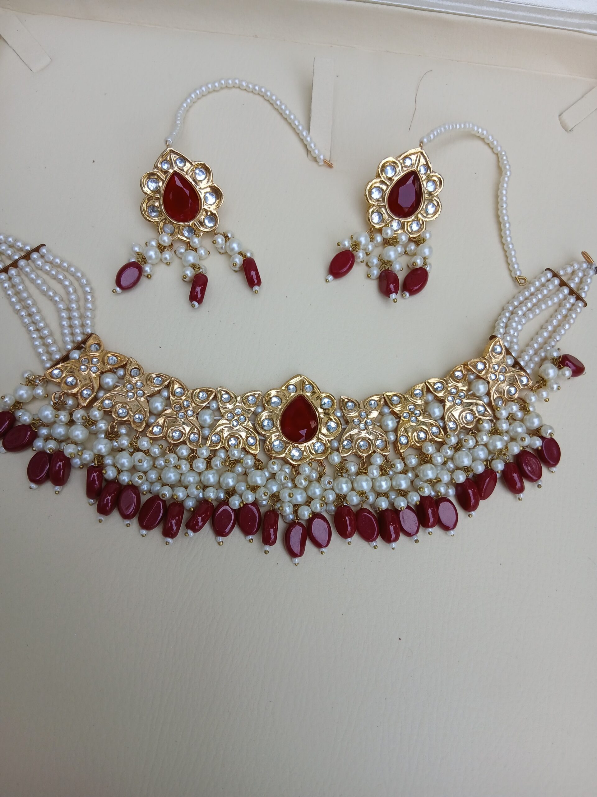 Regal Ruby & Pearl Thappa Kundan Choker Set - Article 8