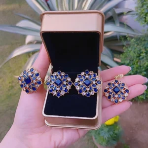 Royal Blue Mosaic Gold-Plated Statement Combo Set – Article 9