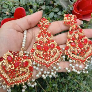 Imperial Crimson Heritage Earring & Teeka Set — Article A9